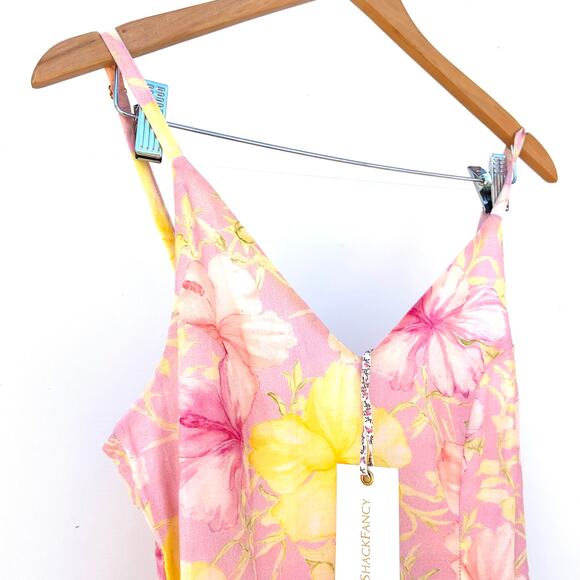 New LoveShackFancy Fabienne Cotton Silk Ruffle Mini Dress Pink Floral Size 4 - Picture 6 of 11